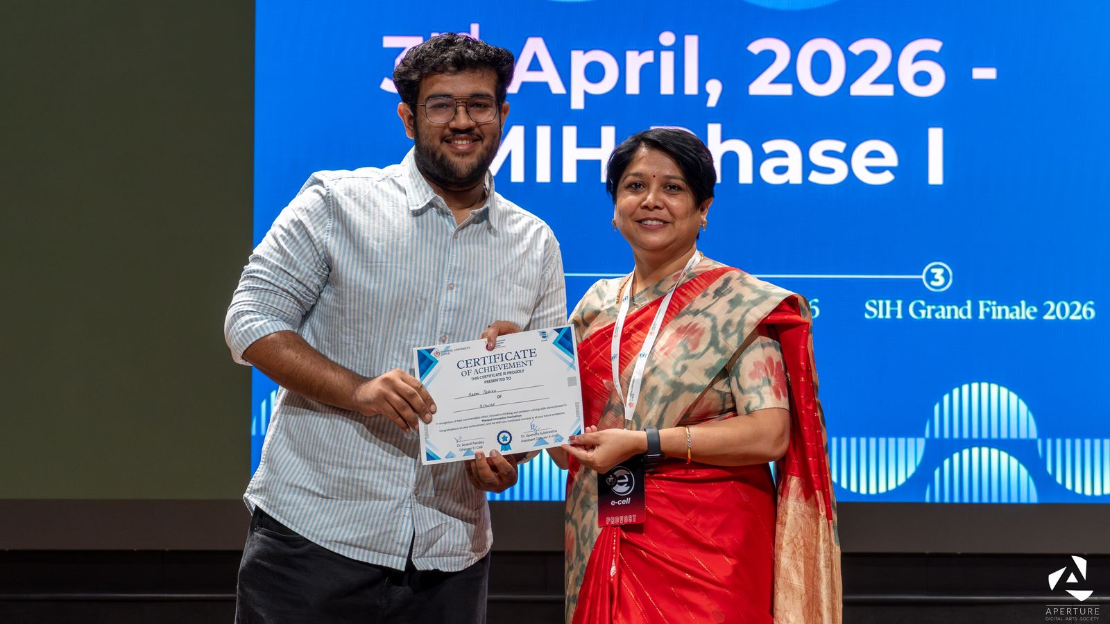 Receiving Joint Winners award at Manipal Innovation Hackathon 2026